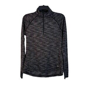 DSG Heathered Black Pullover Womens S Long Sleeve 1/4 Zip Athletic Thumbholes